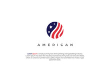 Logo Circle Usa American Flag Red And Blue