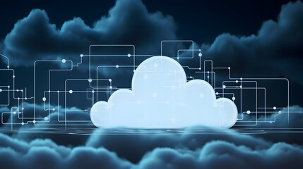 Cloud data storage, cloud computing and data transfer concept. AI generated
