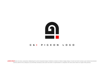 Poster - logo letter g i pigeon monogram