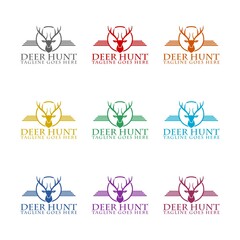 Poster - Deer hunt logo template icon isolated on white background. Set icons colorful