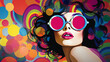 © © Raymond Orton - Glamorous disco diva portrait Pop art retro vector illustration. beautiful sexy young woman,  Created using generative AI tools