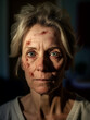 Depressive Frau mit Verletzungen im Gesicht durch häusliche Gewalt Nahaufnahme, ai generativ