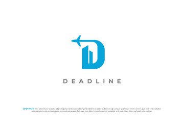 Wall Mural - logo letter d building and plane business deadine