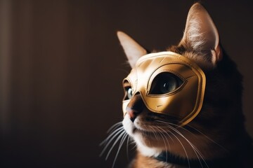 Wall Mural - Masked Marauder: Cat in a Hero Mask Pounces on Wrongdoers