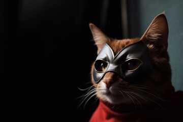 Wall Mural - The Whiskered Wonder: Cat in a Hero Mask Strikes Fear into Evil