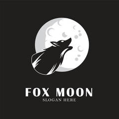 Wall Mural - fox moon logo line art design