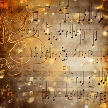 Musicnotes Background On Stave, Music Composition On 
Old Parchment Paper. Vintage Sheetmusic
