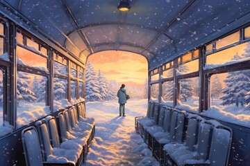 Abstract illustration of dreaming in a train