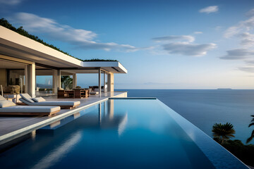 Wall Mural - Minimalist Luxury Villa with Pool and Ocean View 