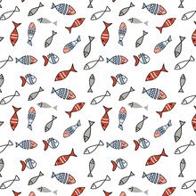 Vector Seamless Pattern With Fishes