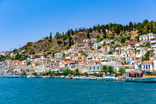 Poros Island Scenic View From The Sea Saronic Gulf Greece