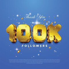 Wall Mural - Thank you 100k followers.Social media follower's achievement celebration template