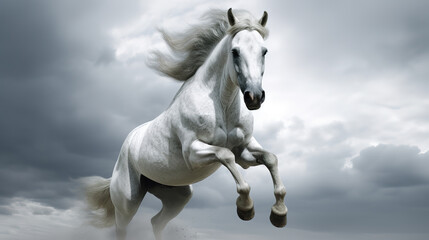 Wall Mural - a white majestic horse wallpaper, ai generated image