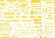 Yellow highlighter elements, acid highlighters marker stripe. Underline element, color text mark. Markers brushes underline neoteric vector set