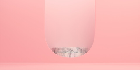 Wall Mural - Product Podium - Marble Podium, Pink Background. 3D Illustration