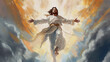 Ascension of Jesus Christ. Painting illustration, generative ai.