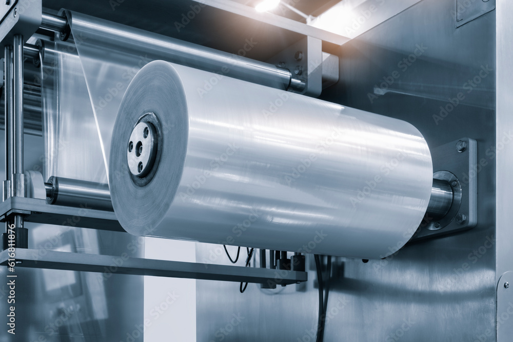 Automatic industrial machine for plastic packaging with light effect of ...