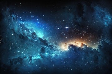 deep blue and black space filled with twinkling stars. generative ai