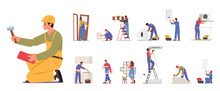 Set Of Characters Repair Home, Provide Professional Services From Plumbing And Electrical Work To Painting And Carpentry