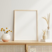 Mockup Poster Frame Close Up And Accessories Decor In Cozy White Interior Background.