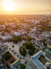 Downtown Plac Litewski, City Square And Park At Sunset, Lublin, Poland