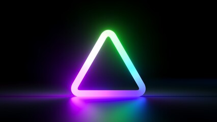 Wall Mural - 3d render, abstract minimalist background with simple geometric triangular shape. colorful neon tria