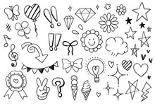A Set Of Cute, Rough, Hand-drawn Decorations
