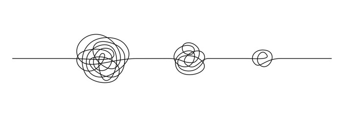 Wall Mural - one continuous line drawing of way from complex chaos to simplicity. concept of problem solving and 