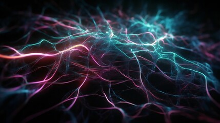 A network of wires and cables in a digital environment