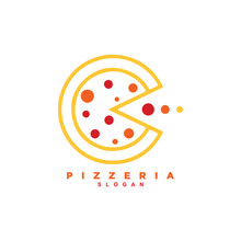 Creative outline pizzeria logo design vector illustration