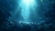 Underwater realm: mesmerizing deep abyss and blue sunlight.cool wallpaper	