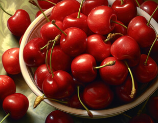 Wall Mural - Bunch of beautiful red cherries