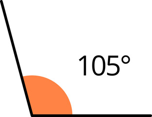 Icons from different angles. 105 degrees. Geometric symbol, mathematical elements. Vector illustration