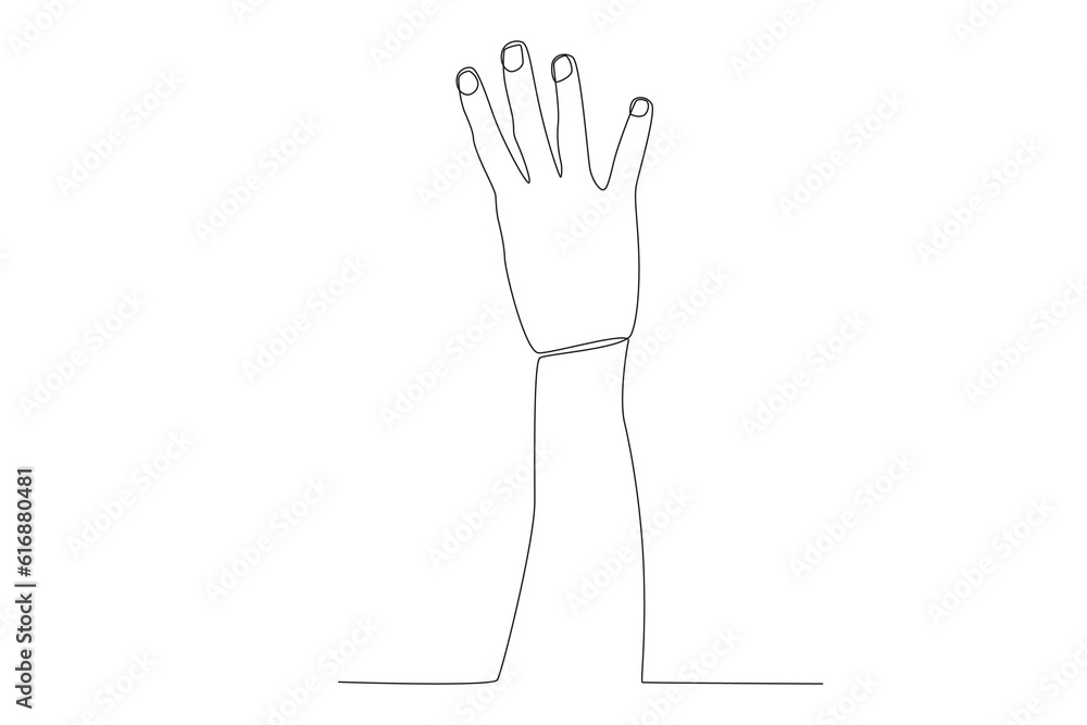 Vector continuous one line drawing hand gesture four finger concept ...