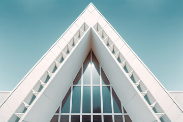 Canvas Print - geometry of modern arhitecture, perspective of modern glass and concrete building. ai generated