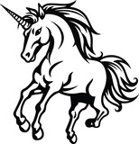 Fototapeta  - Unicorn Logo Monochrome Design Style