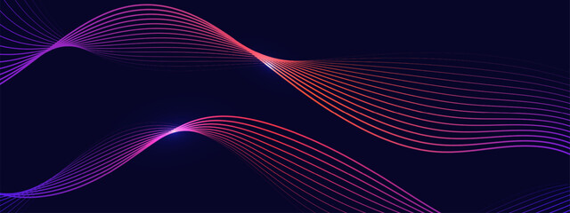 Wall Mural - Abstract dark background with glowing wave. Technology hi-tech futuristic template. Vector illustration