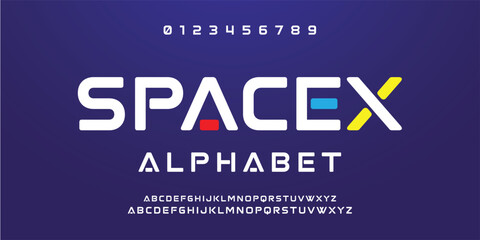 spacex digital modern alphabet font. creative abstract urban, futuristic, fashion, sport, minimal te