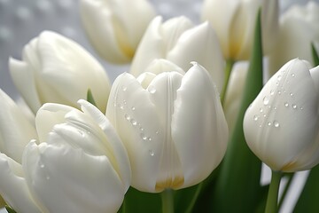 Sticker - bouquet of white tulips. generated by AI.