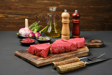 Wall Mural - Three large raw tri-tip loin beef meat