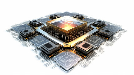 quantum processor isolated on a white background concept. Generative AI