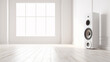 © kichigin19 - acoustic speaker in an empty white room concept pure sound music. Generative AI