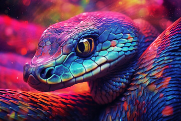 Wall Mural - Vibrant and bright and colorful animal portrait poster. AI generated