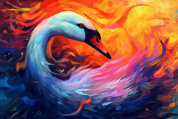 Wall Mural - Vibrant and bright and colorful animal portrait poster. AI generated