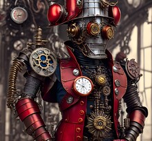 Steampunk Tin Man, Generative AI Illustration