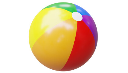 Rainbow colors beach ball isolated on transparent background, PNG,