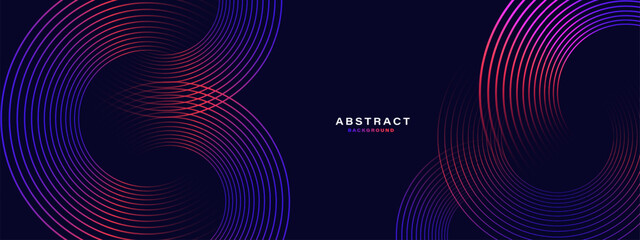 Poster - Abstract dark background with gradient circle lines. Digital future technology concept. vector illustration