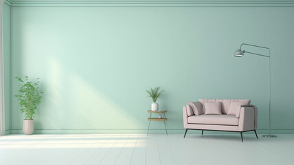 empty new mint room scandinavian style apartment. Generative AI