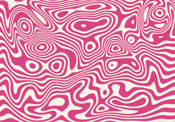 Wall Mural - Pink and orange optical illusion texture with distorted wavy stripes.  Op art marbling design with wave distortions.