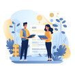 flat design flat illustration of accountant people making an invoice on money,